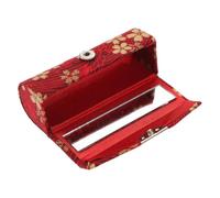 FOMIYES Estuche para Lápiz Labial Japonés Mini, Porta Lápiz Labial Portátil de PU, Caja Decorativa para Mujer, Uso Diario y Viaje, Tamaño Compacto y Color Rojo Ondulado
