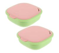 FOMIYES Estuche Portátil para Retenedores Invisibles 2 Unidades, Caja Delgada para Alineadores, Material Resistente con Colador, Color Verde Rosa, Compacto para Limpieza y Viaje en