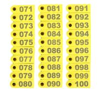 FOMIYES Etiquetas Numeradas para Orejas de Ganado 100 Unidades Amarillas Sistema de Aireación para Identificación en Animales Grandes como Vacas y Ovejas