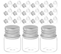 FOMIYES Frascos de Vidrio Transparentes de 5 Ml con Tapa de Aluminio 48 Unidades Mini Frasquitos Vacíos con Tapón de Rosca Hermético para Muestras Almacenamiento de Líquidos y Uso