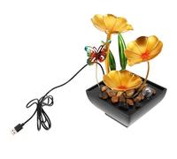 FOMIYES Fuente de Mesa de Hierro Cascada de Agua USB Fuente de Interior Decorativa Diseño de Insecto y Hojas Compacta para Escritorio Oficina y Decoración Zen de Sobremesa