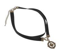 FOMIYES Gargantilla Punk Doble Cinta Satén con Colgante Brújula Bronce Antiguo Collar Gótico Unisex para Diario y