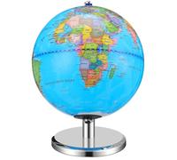 FOMIYES Globo Terráqueo Iluminado de 20 Cm con Soporte Plateado, Mapa Geográfico en Alta Definición, Juguete Educativo, Decoración para Aula y Hogar