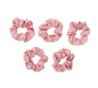 FOMIYES Gomas Pelo de Colores Sólidos 5 Unidades Tamaño Mediano Satinadas Elásticas para Mujer y Niña Uso Diario Soporte para Coleta Rosa N.° 104