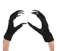 FOMIYES Guantes de Halloween para disfraz de pata, guantes de Halloween, guantes de disfraz de Halloween con diseño de huellas para Halloween, fiestas, disfraces, accesorios, 2 pares, Negro , 25X10cm