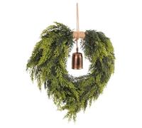 FOMIYES Guirnalda Navideña para Puertas con Forma de Corazón y Campanas, de Cedro Artificial, Decoración para Porche y Pared con Diseño Único y Sonido Alegre