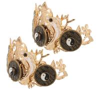 FOMIYES Horquilla Vintage de Metal Diseño Taiji y Monedas Chinas 2 Piezas para Cabello Estilo Hanfu Unisex Accesorios Culturales Chinos para Festivales y Uso Diario