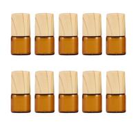 FOMIYES Juego de 10 Botellas Roll-On de Vidrio Ámbar 1ml Rellenables Frascos para Aceites Esenciales con Tapa Madera Perfume Viaje Roller Envases Botes Vacíos Bola de Acero Inoxidable