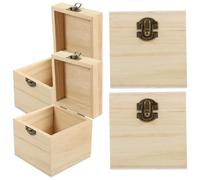 FOMIYES Juego de 4 Cajas de Madera Decorativas Cuadradas con Cierre y Tapa Tamaño Mediano Color Natural para Almacenamiento y Regalos Caja de Madera para Joyas y Recuerdos