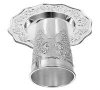 FOMIYES Juego de Copa Kiddush de Plata con Platillo para Shabat y Pésaj, Copa de Vino Judaica Ligera y Delicada, Set 1 Unidad para Festividades Judías y Uso en Hogar