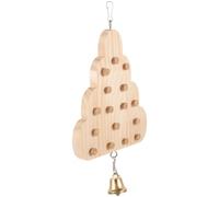 FOMIYES Juguete Colgante para Jaulas de Periquitos y Loros en Forma de Árbol de Navidad, de Madera Beige, Divertido para Masticar y Mantener Ocupadas Aves