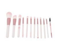 FOMIYES Kit de 12 Brochas de Maquillaje Sintéticas para Polvos, Contorno y Labios, Mango de Madera Rosa con Acabado Efecto Agua, Tamaño Estándar, para Uso Profesional y Viajes