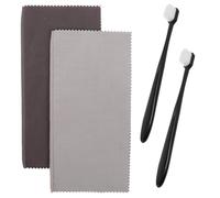 FOMIYES Kit de Limpieza de Plata Compacto con 2 Paños para Pulir y 2 Cepillos Suaves Negros Adecuado para Joyas y Relojes Elimina Manchas y Restaura Brillo Uso Profesional y Viaje