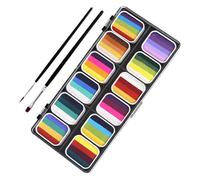 FOMIYES Kit de Pintura Facial y Corporal Activada por Agua con 12 Compartimentos Separados, Pigmento en Polvo para Festival y Mezcla de Colores Fácil de Transportar