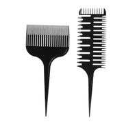 FOMIYES Kit Profesional de 2 Peines para Teñir y Peinar el Cabello, Peine Multifunción de Plástico Negro Diseño Fishbone y Rat Tail, Resistente a Deformación para Uso en Peluquería