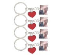 FOMIYES Llavero de Aleación de Zinc Estructura Ligera y Fácil de Sujetar 4 Piezas Diseño Patriótico de Corazón para Souvenirs del Día Independencia y Actividades de Viaje