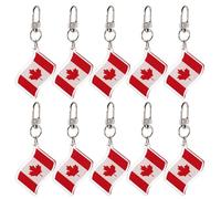 FOMIYES Llaveros Patrióticos de Recuerdo Canadiense 10 Piezas, Colgante Mini Hoja de Arce Bandera Nacional de Canadá para Accesorios, Regalos y Decoraciones del Día de Canadá