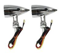 FOMIYES Luces de Señalización Retro para Motocicleta Par de Intermitentes LED 12v de Aluminio Bicolor Luz Amarilla Electrochapada Accesorio para Moto Compatible Diseño Sólido y