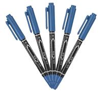 FOMIYES Marcadores para Tatuajes de 5 Piezas en Color Azul Punta Delgada y Gruesa, Cuerpo Transparente de Plástico, Fáciles para Dibujar Líneas Precisas