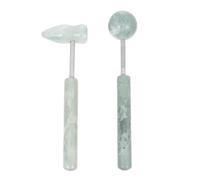 FOMIYES Martillo de Jade para Masaje Facial y Corporal Herramienta Relajante Muscular para Cuello y Cuerpo Set 2 Piezas Punta y Cabeza Redonda Portátil para Uso Casa y Oficina