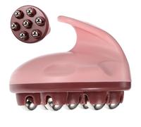 FOMIYES Masajeador Rodillo Manual 7 Bolas Acero Rosa Compacto Herramienta de Masaje para Abdomen Piernas y Cintura Uso Diario Relajación Muscular Fisioterapia Deportistas