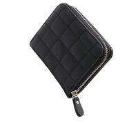 FOMIYES Mini Billetera Cuadrada Bordada de PU Negra para Estudiantes Monedero Pequeño Cremallera Cartera de Cuero Compacto para Monedas y Tarjetas Bolso de Mano Práctico para Uso