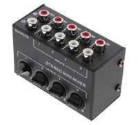 FOMIYES Mini Mezclador de Audio Pasivo de 4 Canales Cx400, Mezclador Estéreo Portátil Entradas Rca, Controlador de Volumen Independiente para Dj, Estudio y Música Electrónica