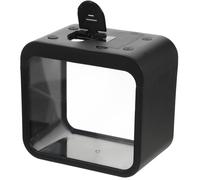 FOMIYES Mini Pecera Transparente con Lámpara LED Multicolor, Acuario Pequeño Desmontable Negro para Cría y Decoración, Tanque de Peces Ligero para Escritorio y Hogar