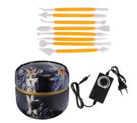 FOMIYES Mini Torno de Alfarero Eléctrico para Cerámica Plato Giratorio, Compacto y Portátil, Color Azul, para Moldear Arcilla Polimérica en Manualidades y Artesanía, Herramienta Práctica