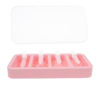 FOMIYES Molde para Helados de Silicona Reutilizable con Tapa y Palitos Molde de 4 Cavidades Tamaño Mediano Color Rosa Adecuado para Postres Caseros y Verano y Queso Artesanal