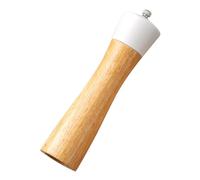 FOMIYES Molinillo de Pimienta Manual de Madera de Roble de 20 Cm Tapa Blanca, Molinillo Portátil para Sal y Especias, Salero de Cocina Adecuado para Uso Hogar y Picnic