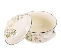 FOMIYES Olla de Esmalte Multifuncional de 18 Cm para Sopa y Guisos, Cazuela Doméstica Esmaltada Resistente a Altas Temperaturas, Compatible Inducción y Gas, Utensilio Esencial de Cocina