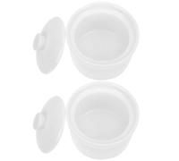 FOMIYES Ollas de Cerámica con Tapa 380 Ml 4.5 Pulgadas 2 Piezas para Sopa y Estofado, Cazuelas para Cocinar en Microondas y Horno, Cuencos Resistentes sin Absorción de Olores para Uso