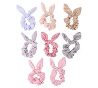 FOMIYES Paquete de 8 Lazos Elásticos Cabello Forma de Orejas de Conejo, de Tela, Suaves Tirar, Ideales para Mujeres en Fiestas de Cumpleaños Color Aleatorio