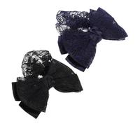 FOMIYES Pasadores para Moños de Red 2 Piezas Cubremoños de Malla Lazo para Cabello Soporte para Moños Profesionales en Azul y Negro Redes para Peinados de Ballet y Uso Laboral