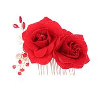 FOMIYES Peineta de Flores para Novia Accesorio de Peineta Gemas de Imitación Pinza Cabello de Tocado de Boda Fiesta Novia Gitana