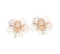 FOMIYES Peinetas para Novia 2 Piezas Doradas Flores Artesanales, Peines Decorativos Barrocos Vintage para Boda, Accesorios Cabello Elegantes y Versátiles
