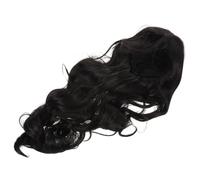 FOMIYES Peluca Larga Negra Rizos Naturales para Cosplay de Halloween y Uso Diario Fabricada Material Resistente al Calor Ofrece un Aspecto Realista Raya