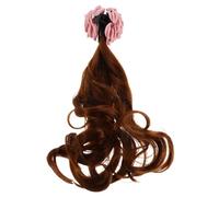 FOMIYES Peluca Rizada Marrón Con Flores Extensión De De Caballo Pinza Para El Cabello Con Flores Falsas Para Mujeres Extensiones De Cabello Para Uso Diario Y Fiestas