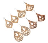 FOMIYES Pendientes Africanos Colgantes De Madera y Metal Huecos Bohemios Para Mujer, Ligeros y Estampados Étnicos, 8 Pares Multicolor, Joyería Casual Diario