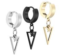 FOMIYES Pendientes Clip de Estrella en Acero Inoxidable, Diseño Llamativo y Estilo Hip Hop para Fiesta y Trabajo, Pack de 3 Piezas de Joyas de Moda