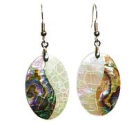 FOMIYES Pendientes Colgantes de Concha de Abulón Ovalados Colores Blanco y Verde Joyería Natural para Mujer y Chica Accesorios Ligeros para Uso Diario y Ocasiones Obsequios