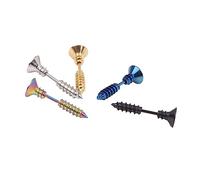 FOMIYES Pendientes De Acero Inoxidable Unisex Cruz Perforante, Anti Alergia, Juego De 5 Piezas Multicolor (negro, Plateado, Dorado, Azul y Gris), Para Uso Diario y Obsequio