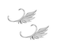 FOMIYES Pendientes Puño de Oreja Alas Vintage Plateados, Clip sin Perforación, Joyería para Mujer Adolescente, Uso Diario y Fiestas, Diseño Retro Ajustable, Pack 2 Unidades