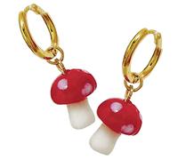 FOMIYES Pendientes Setas Colgantes Pequeños Para Mujer Aro Ligero Diseño Kawaii Rojo Accesorio Delicado y Único Para Diario Regalo Original Para Ocasiones Especiales