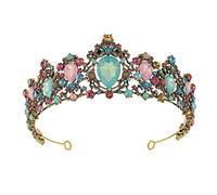 FOMIYES pequeña tiara diadema nupcial tiaras para mujer tocado de oro Boda hair topper diademas novia decoración de tiara de cabeza adorno para el cabello Aleación de zinc Colorful