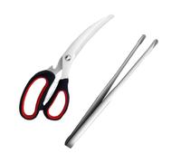 FOMIYES Pinzas para Barbacoa de Acero Inoxidable 304, Tijeras Multipropósito Prácticas para Cocina y Fiesta, Juego de 2 Piezas Simples y Creativas Color Aleatorio