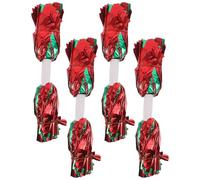 FOMIYES Pompones de Animadora Metálicos con Mango de Bastón Tamaño Mediano Colores Rojo y Verde Paquete de 4 Unidades Accesorios para Baile y Eventos Deportivos