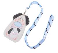 FOMIYES Porta Credencial de Pvc Transparente con Cordón para Cuello, Tarjetero con Diseño de Perro de Color Claro Kawaii, Porta Tarjetas Identificativas para Estudiantes y Oficina