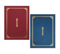 FOMIYES Portadocumentos para Certificados A4 2 Unidades Cubiertas Rígidas Color Burdeos y Azul Marino Estampado Dorado, Porta Diplomas para Premios y Presentaciones Escolares